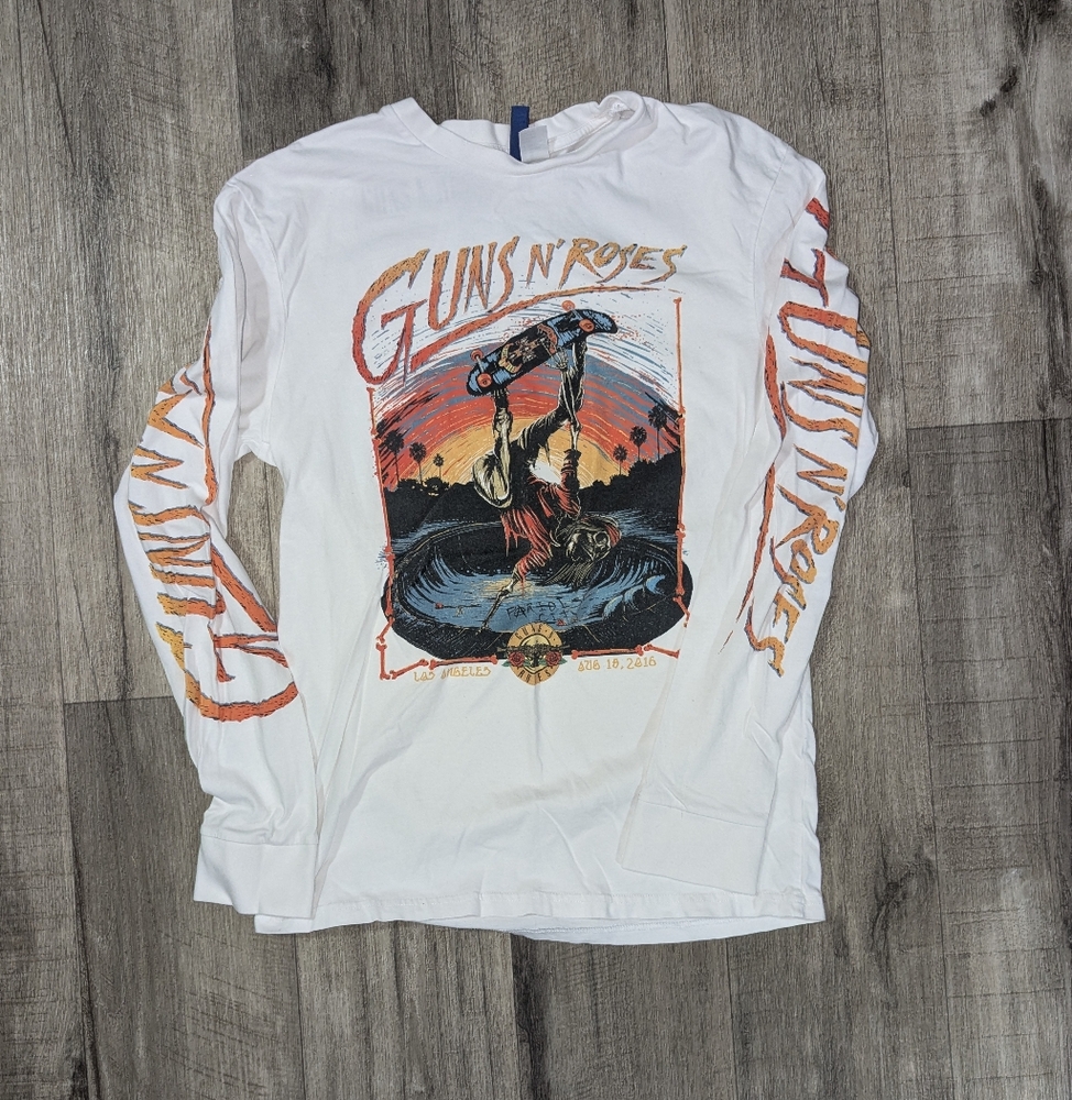 Guns And Roses H&M Divided White Long Sleeve Women's Size XS Y2K VINTAGE FALL